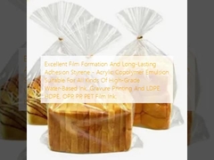 Tạo phim xuất sắc và gắn kết lâu dài Styrene - Acrylic Copolymer Emulsion thích hợp cho tất cả các loại mực nước chất lượng cao, in khắc và mực phim LDPE, HDPE, OPP, PP, PET;